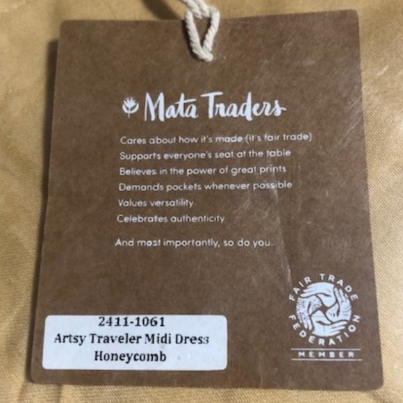 Mata Traders Artsy Traveler Midi Dress Honeycomb NWT - Picture 6 of 7